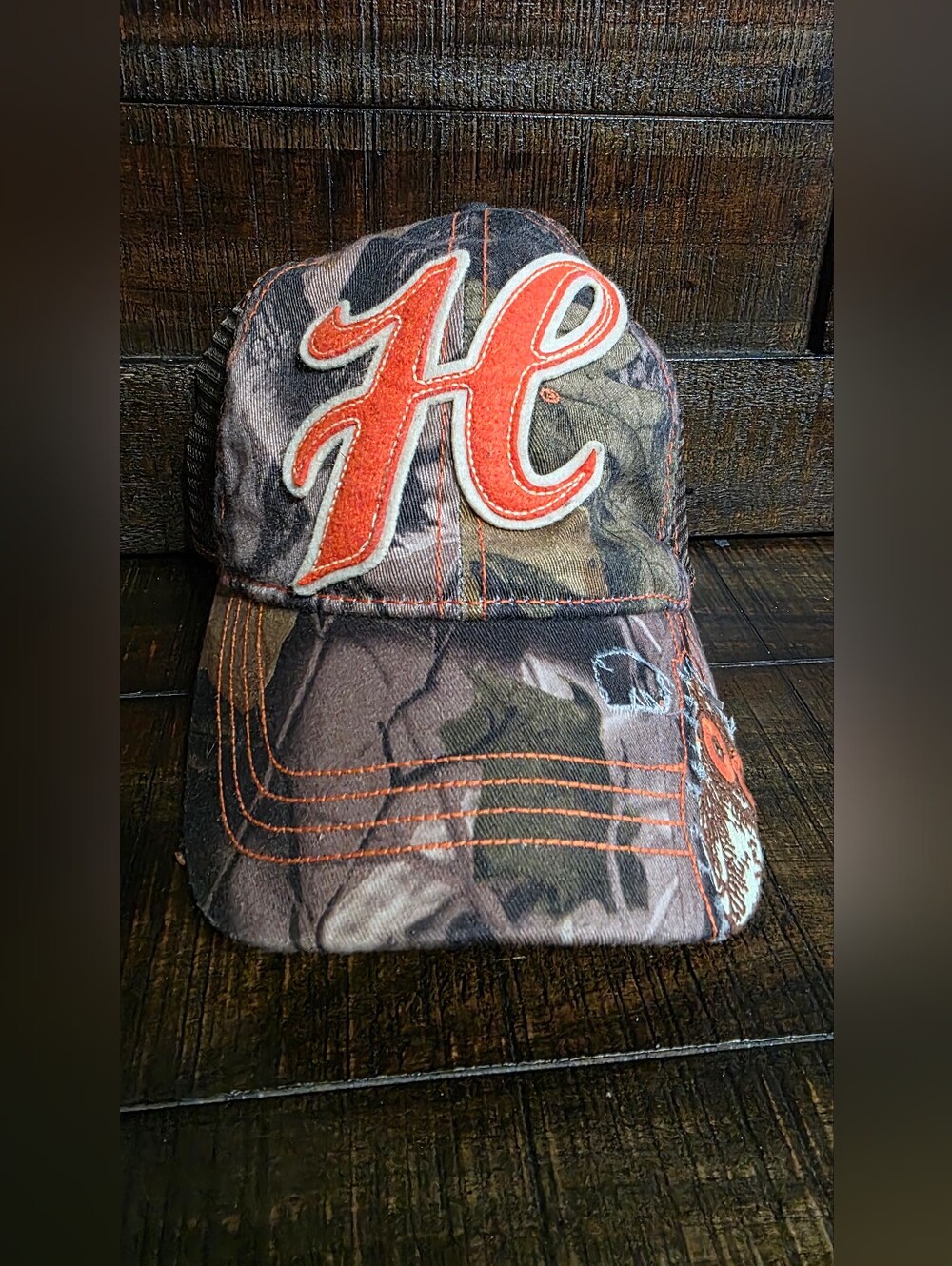 Vintage Mossy Oak Camo Hooters Mesh Snapback Embroidered Owl Patch Logo OS